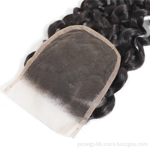 Water Wave 4x4 Lace Closure Brazilian Human Hair Extensions Virgin Cuticle Aligned Hair